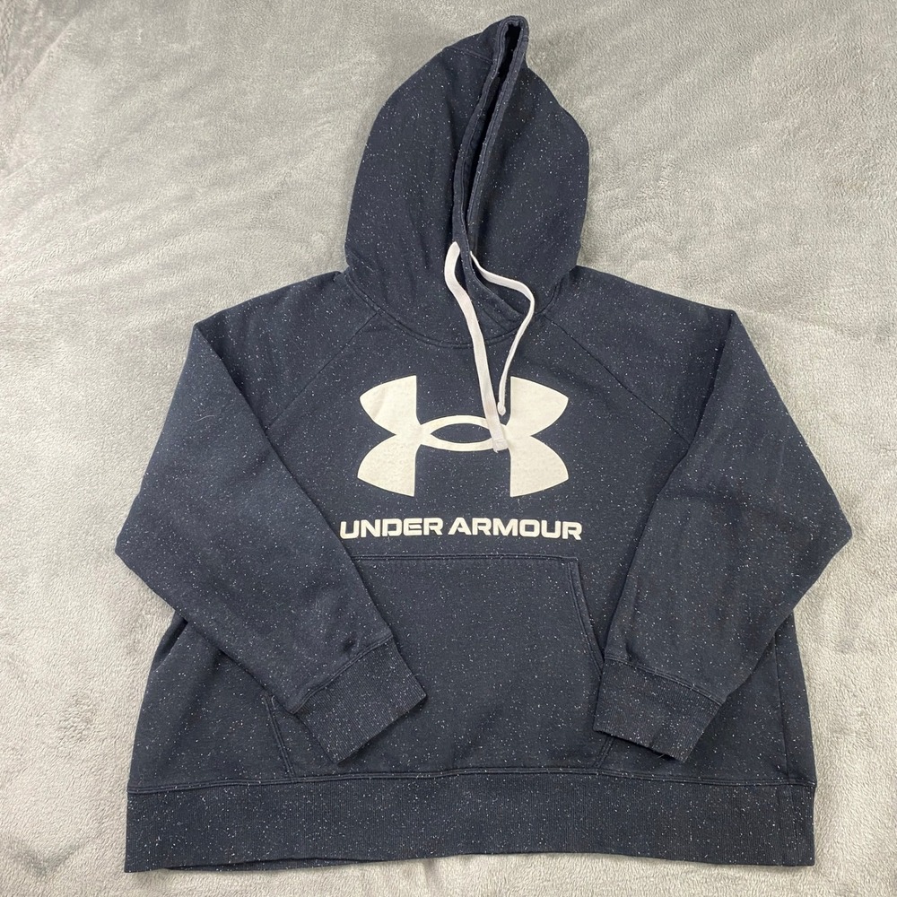 Under Armour Hoodie Rival Fleece Logo Black Speckle 1362915-002 Womens 1X